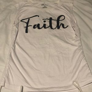 White with black lettering.Faith word is on the front
